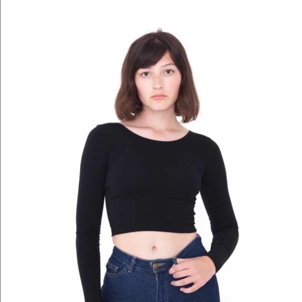 American Apparel Scoop Neck Long Sleeve Crop Top